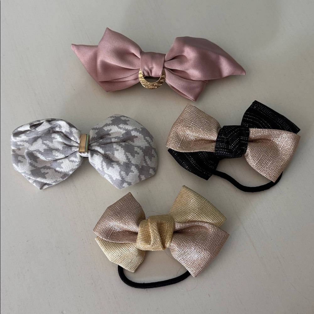 Set/4 Hair Barettes/Ties